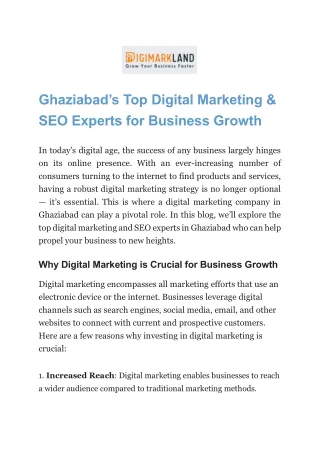 Ghaziabad’s Top Digital Marketing & SEO Experts for Business Growth