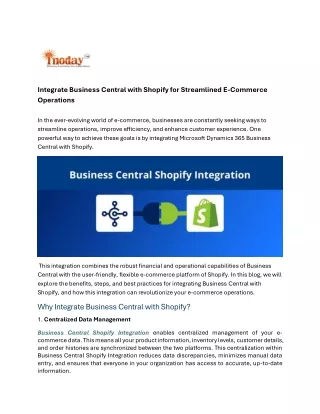 Integrate Business Central with Shopify for Streamlined E-Commerce Operations