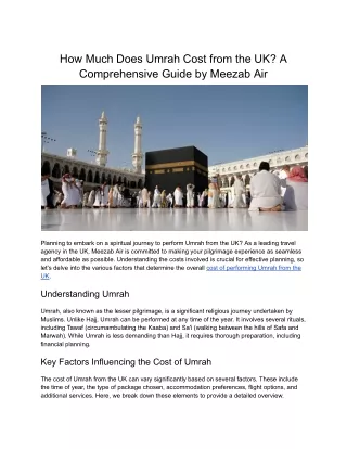 How Much Does Umrah Cost from the UK