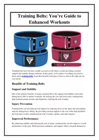 Training Belts You’re Guide to Enhanced Workouts