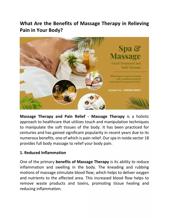 what are the benefits of massage therapy