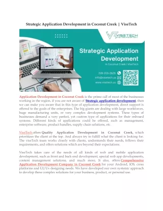 Strategic Application Development in Coconut Creek