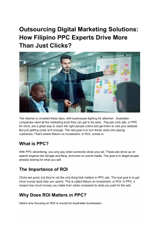 How Filipino PPC Experts Drive More Than Just Clicks by Outsourcing Digital Marketing Solutions