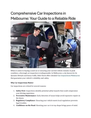Comprehensive Car Inspections in Melbourne Your Guide to a Reliable Ride