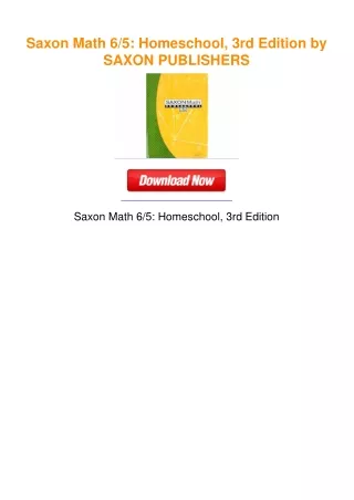 Saxon Math 6/5: Homeschool, 3rd Edition by SAXON PUBLISHERS