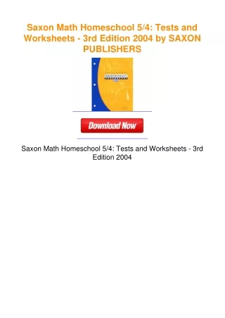 Saxon Math Homeschool 5/4: Tests and Worksheets - 3rd Edition 2004 by
