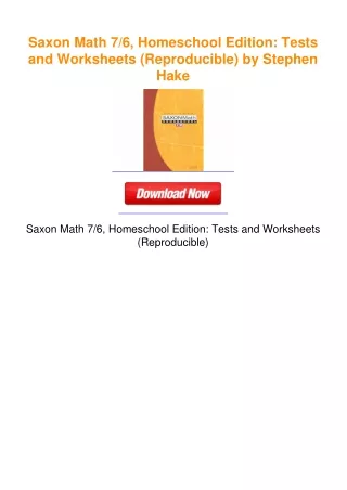 Saxon Math 7/6, Homeschool Edition: Tests and Worksheets (Reproducible)
