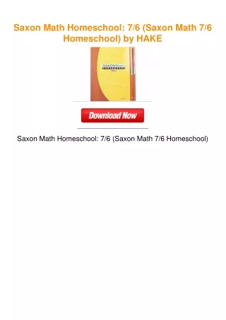 Saxon Math Homeschool: 7/6 (Saxon Math 7/6 Homeschool) by HAKE