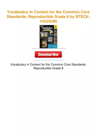 Vocabulary in Context for the Common Core Standards: Reproducible Grade 8