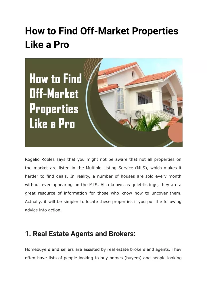 how to find off market properties like a pro