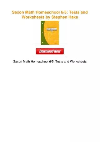 Saxon Math Homeschool 6/5: Tests and Worksheets by Stephen Hake