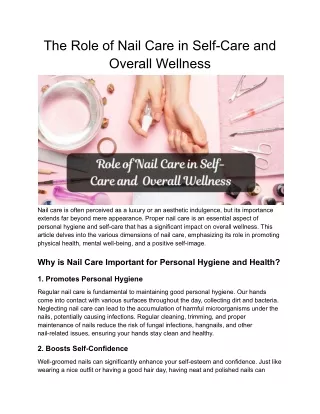 The Role of Nail Care in Self-Care and Overall Wellness