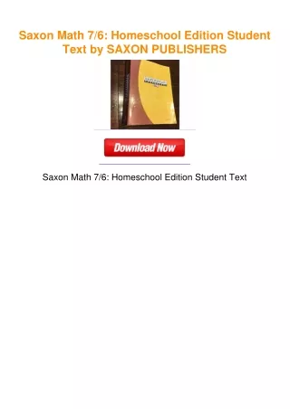 Saxon Math 7/6: Homeschool Edition Student Text by SAXON PUBLISHERS