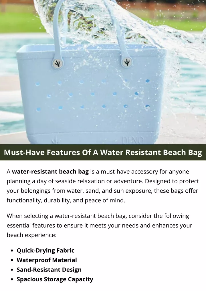 must have features of a water resistant beach bag