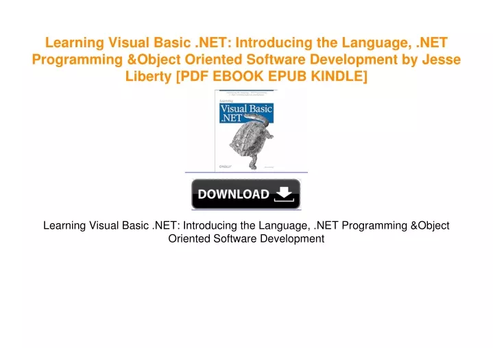 PPT - Learning Visual Basic .NET: Introducing the Language, .NET ...