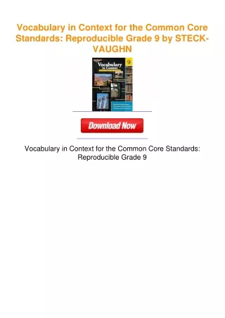 Vocabulary in Context for the Common Core Standards: Reproducible Grade 9