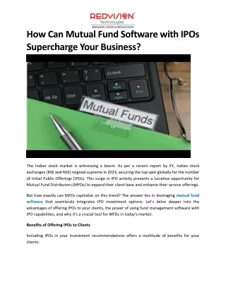 How Can Mutual Fund Software with IPOs Supercharge Your Business