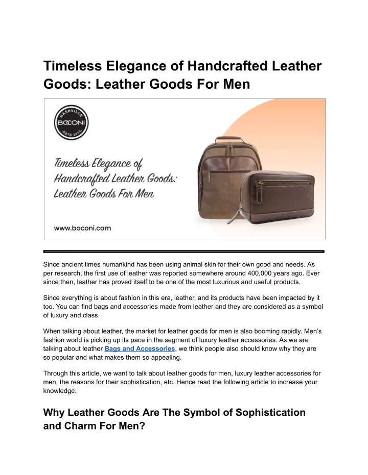 timeless elegance of handcrafted leather goods