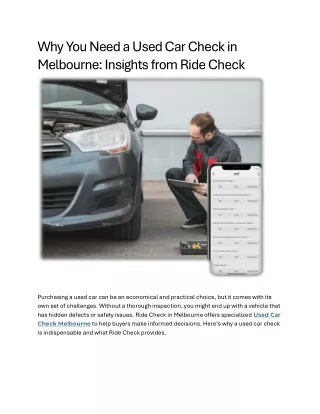 Why You Need a Used Car Check in Melbourne Insights from Ride Check