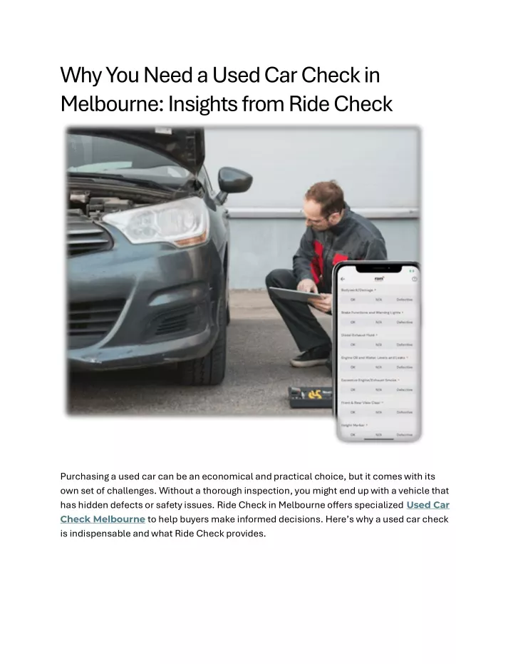 why you need a used car check in melbourne