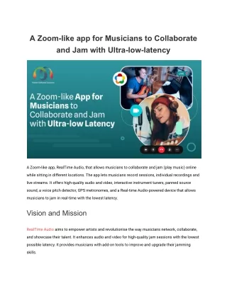 A Zoom-like app for Musicians to Collaborate and Jam with Ultra-low-latency