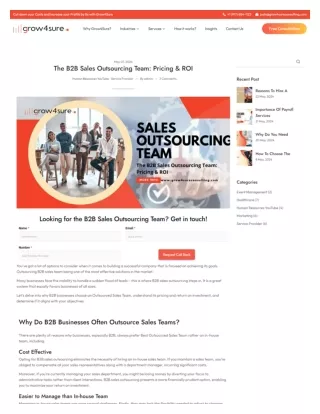 The B2B Sales Outsourcing Team: Pricing & ROI