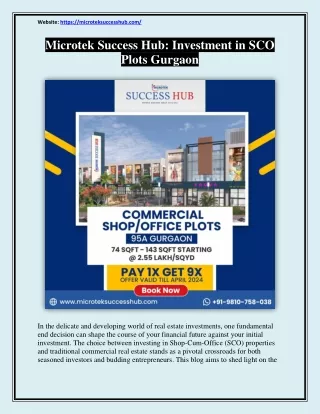 Investment in sco plots Gurgaon