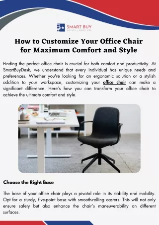 How to Customize Your Office Chair for Maximum Comfort and Style