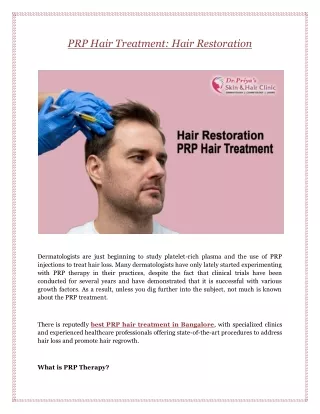 PRP Hair Treatment: Hair Restoration