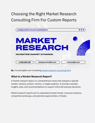 Consainsights: The Best Market Research Consulting Firm For Custom Reports