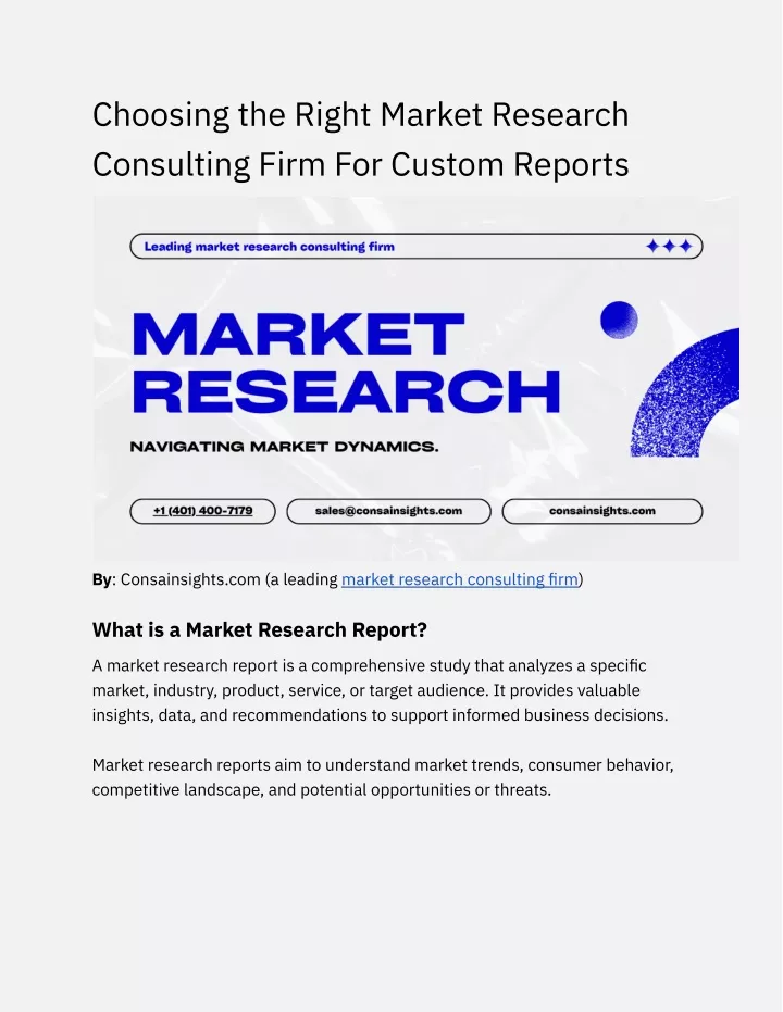 choosing the right market research consulting