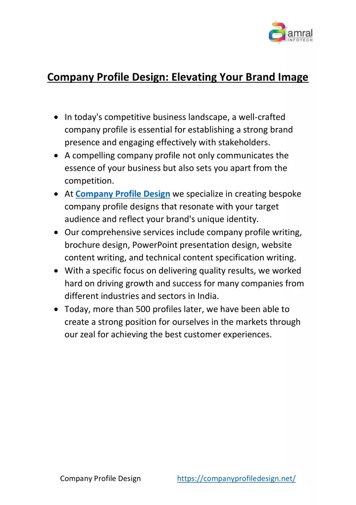 company profile design elevating your brand image