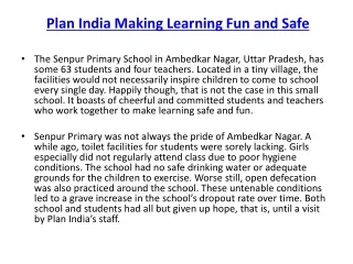 Plan India Making Learning Fun and Safe