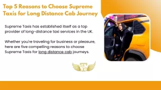 Top 5 Reasons to Choose Supreme Taxis for Long Distance Cab Journey,