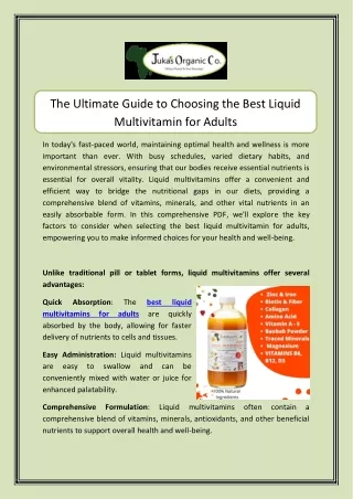 Top Liquid Multivitamins for Adults: Boost Your Health