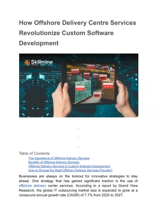 How Offshore Delivery Centre Services Revolutionize Custom Software Development