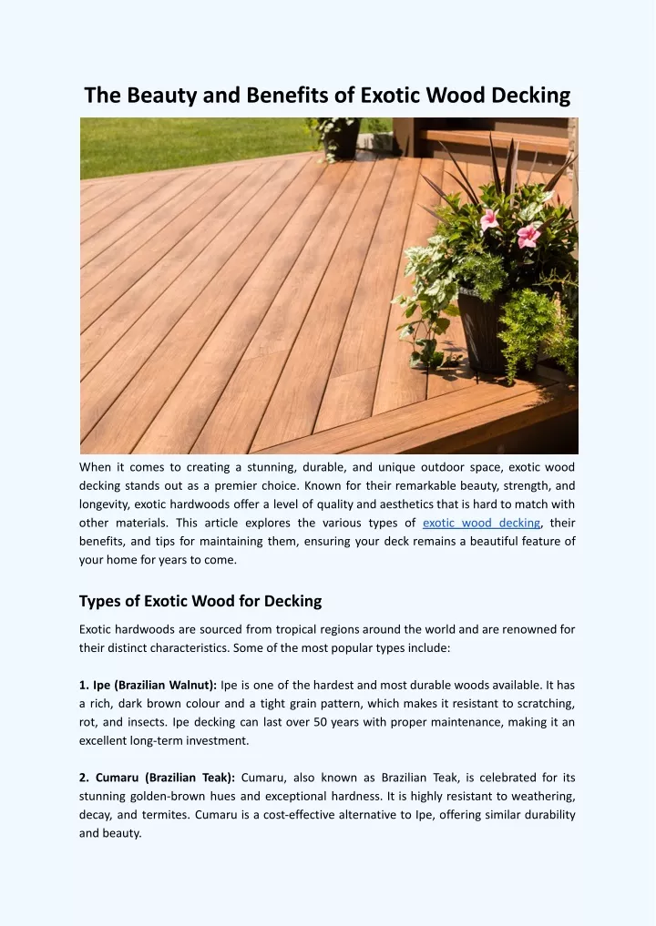 the beauty and benefits of exotic wood decking