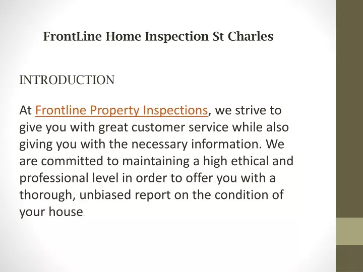 frontline home inspection st charles introduction