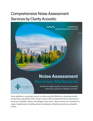 Comprehensive Noise Assessment Services by Clarity Acoustic