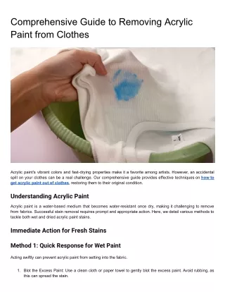 Comprehensive Guide to Removing Acrylic Paint from Clothes