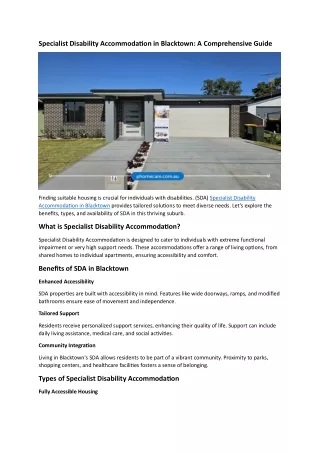 Specialist Disability Accommodation in Blacktown