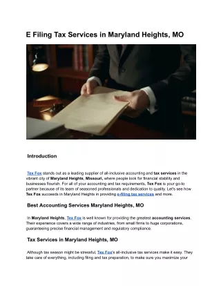 E Filing Tax Services in Maryland Heights, MO