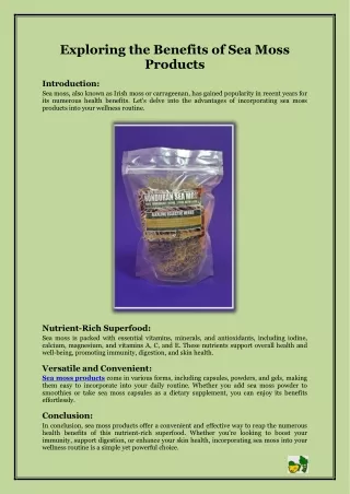 Exploring the Benefits of Sea Moss Products