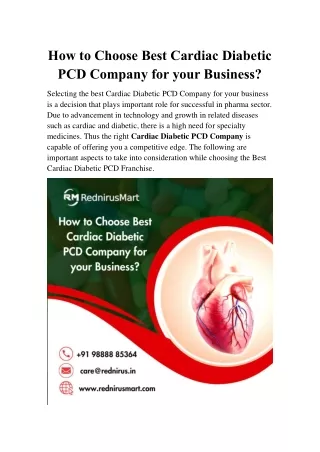 How to Choose Best Cardiac Diabetic PCD Company for your Business?