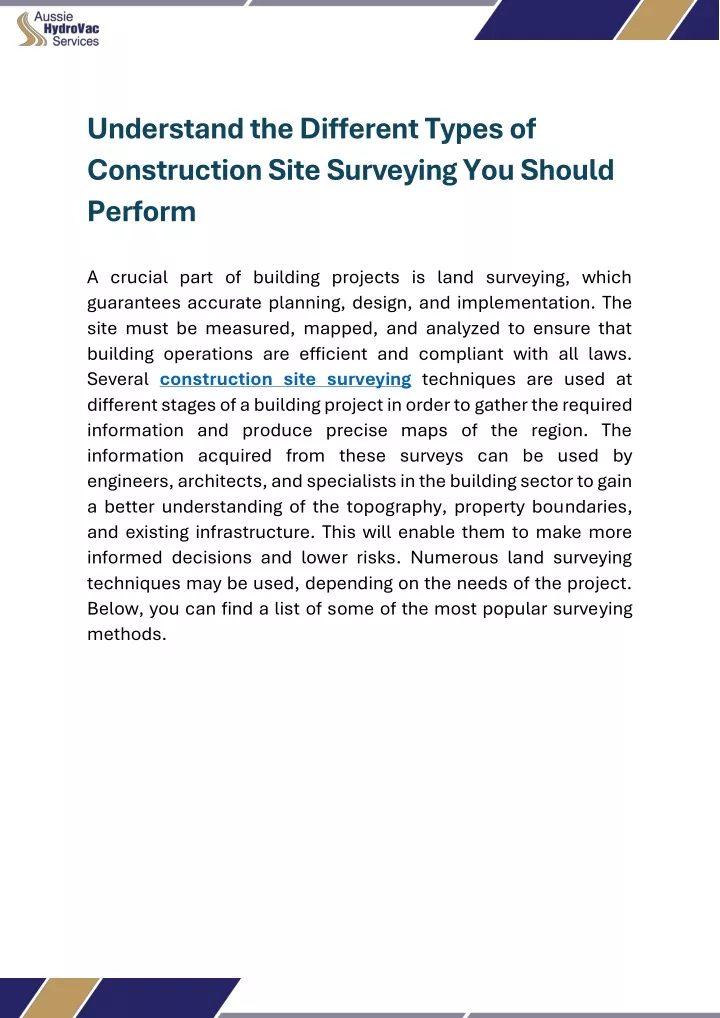 understand the different types of construction