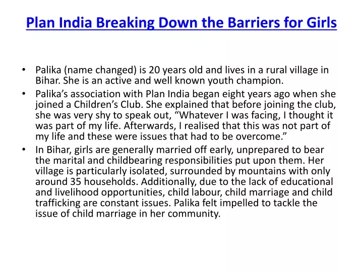 plan india breaking down the barriers for girls