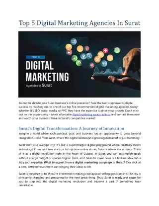 Top 5 Digital Marketing Agencies In Surat