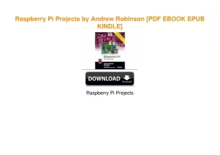 Raspberry Pi Projects by Andrew Robinson [PDF EBOOK EPUB KINDLE]