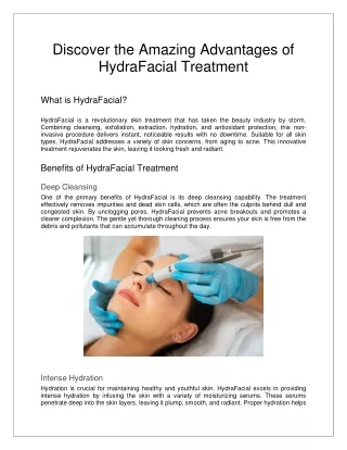 Discover the Amazing Advantages of HydraFacial Treatment