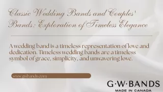 Classic Wedding Bands and Couples' Bands Exploration of Timeless Elegance